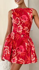 Canika Mini Dress - Red Floral