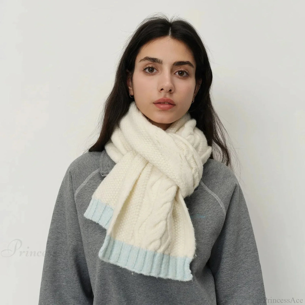 Winter Wool Blend Elegant Minimalist Two Color Splicing Scarf