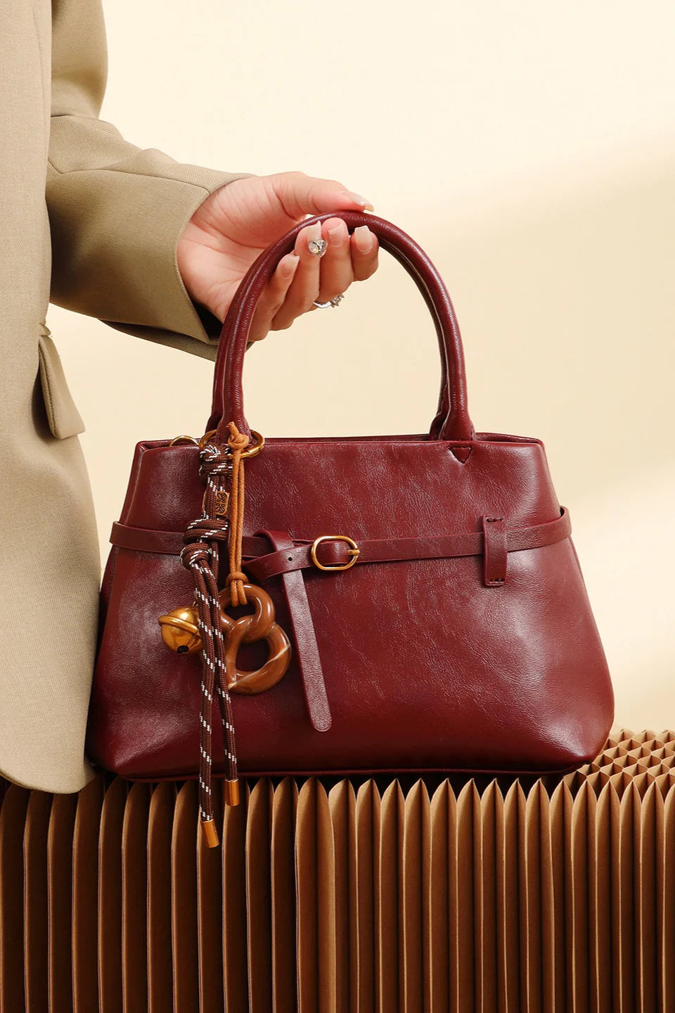 Red Vintage Luxe Handheld Crossbody Everyday Bag